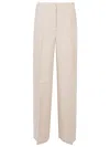 Via Masini 80 Beige Linen Blend Trousers In Neutral