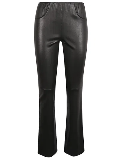VIA MASINI 80 VIA MASINI 80 LEATHER FLARED LEG TROUSERS