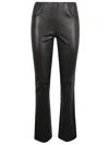 Via Masini 80 Leather Flared Leg Trousers In Black
