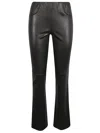 Via Masini 80 Leather Flared Leg Trousers In Black