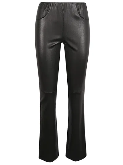 VIA MASINI 80 LEATHER FLARED LEG TROUSERS
