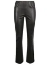 Via Masini 80 Leather Flared Leg Trousers In Black