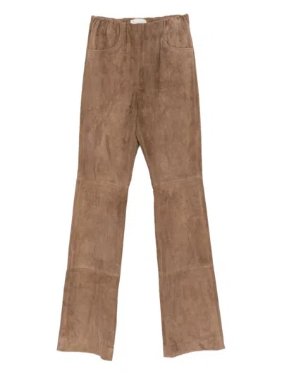 VIA MASINI 80 VIA MASINI 80 LEATHER FLARED LEG TROUSERS