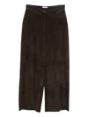 Via Masini 80 Leather Wide-leg Trousers In Brown