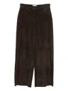 Via Masini 80 Leather Wide-leg Trousers In Brown
