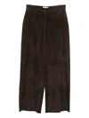 Via Masini 80 Leather Wide-leg Trousers In Brown