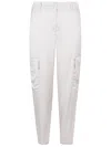 Via Masini 80 Light Grey Cargo Trousers In White