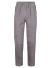 Via Masini 80 Elastic Waist Suede Trousers In Light Grey
