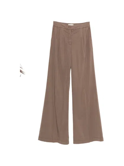 Via Masini 80 Linen Blend Trousers In Brown