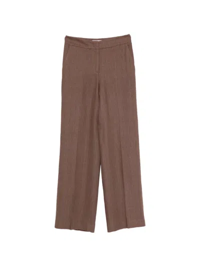 Via Masini 80 Linen Trousers In Brown