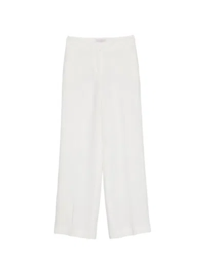 Via Masini 80 Straight Leg Linen Blend Tailored Trousers In White