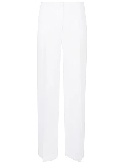 Via Masini 80 Linen Wide Leg Trousers In White