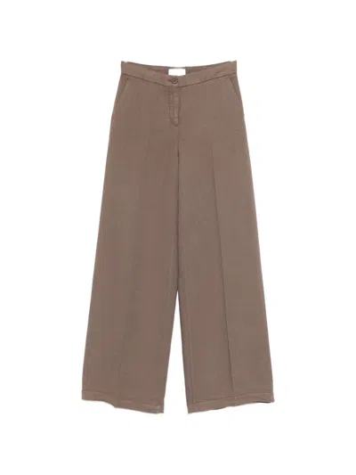 Via Masini 80 Linen Wide-leg Trousers In Brown
