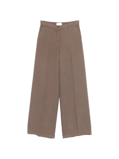 Via Masini 80 Linen Wide-leg Trousers In Brown