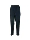 Via Masini 80 Black Elastic Trousers In Blue