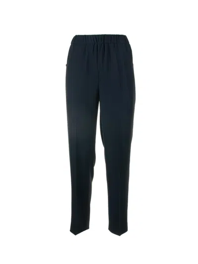 Via Masini 80 Navy Blue Elastic Trousers