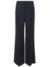 Via Masini 80 Navy Blue Wide-leg Trousers In Blue
