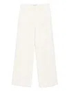 Via Masini 80 Off White Cotton Wide-leg Trousers In White