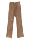 Via Masini 80 Leather Flared Leg Trousers In Brown