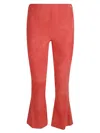 Via Masini 80 Flared Cropped Suede Trousers In Red