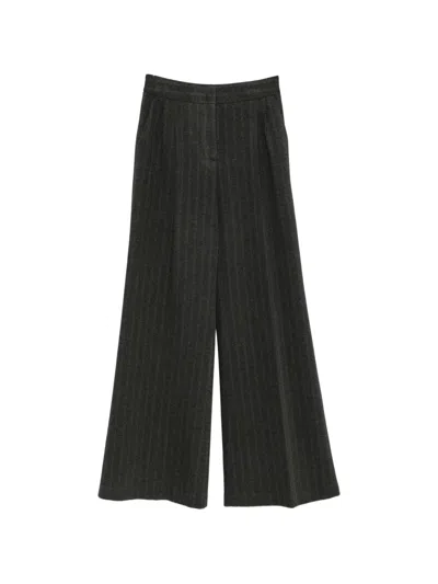 Via Masini 80 Pinstripe Wide-leg Trousers In Black