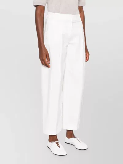 Via Masini 80 Pleated Wide-leg Trousers In White