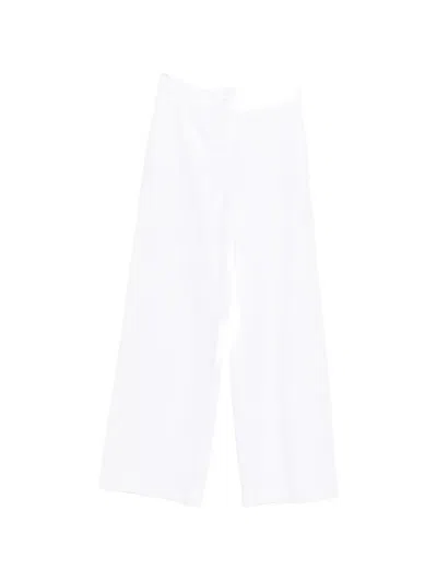 Via Masini 80 Pressed Crease Palazzo Pants In White