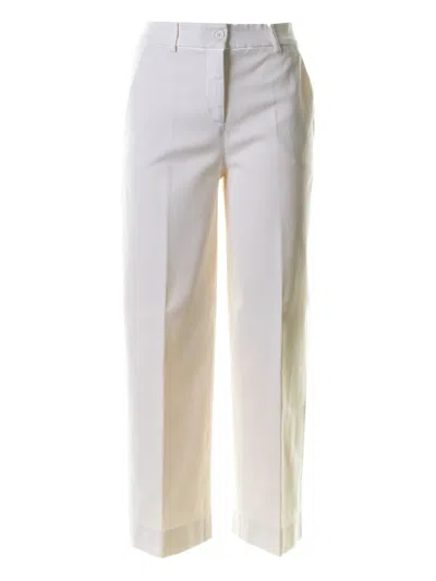 Via Masini 80 Pressed-crease Trousers In White
