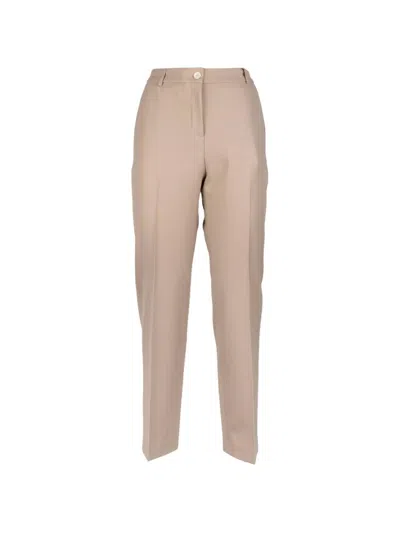 Via Masini 80 Pressed-crease Tailored Trousers In Neutral