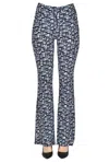 Via Masini 80 Printed Jersey Trousers In Navy Blue