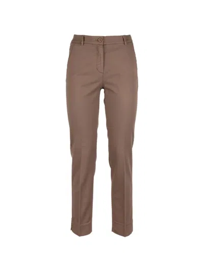 Via Masini 80 Slim-cut Trousers In Brown