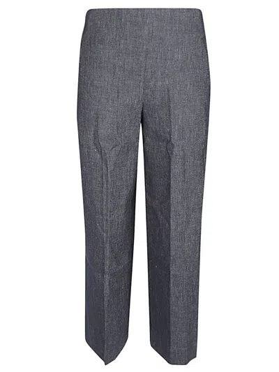 Via Masini 80 Straight Leg Linen Blend Trousers In Blue