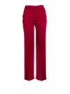 Via Masini 80 High-waisted Raspberry Trousers In Red