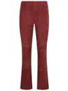 Via Masini 80 Suede Leather Trousers In Red
