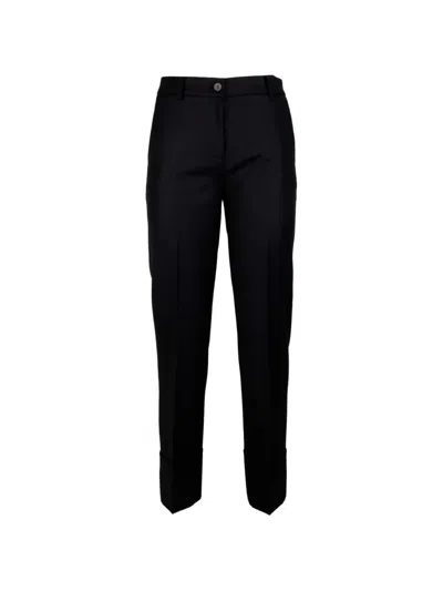 Via Masini 80 Turned-up Cuff Tailored Trousers In Black