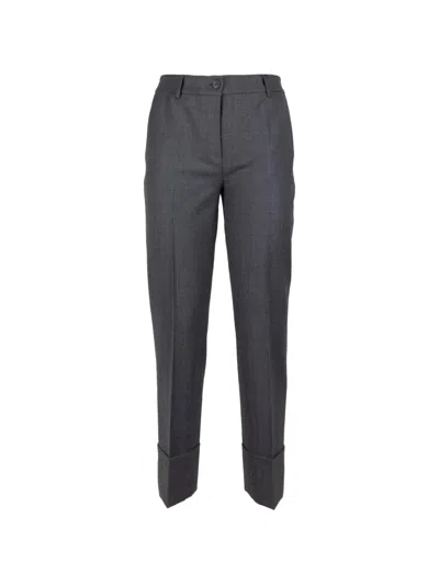 Via Masini 80 Turn-up Cuff Trousers In Gray