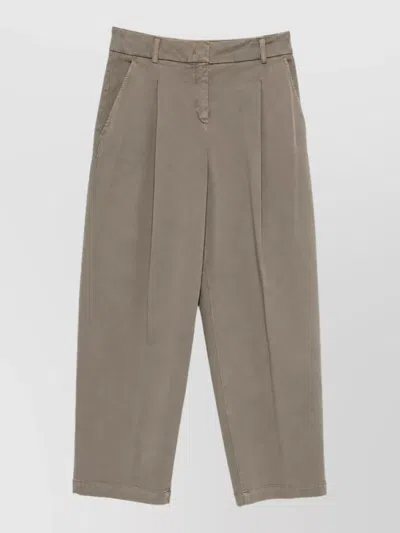 Via Masini 80 Twill Wide-leg Trousers In Gray