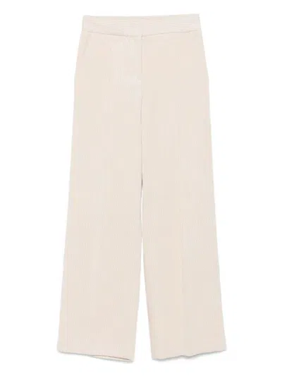 Via Masini 80 Velvet Trousers In Sand
