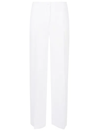 VIA MASINI 80 WHITE LINEN BLEND TROUSERS
