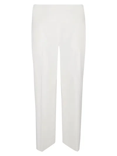 VIA MASINI 80 WHITE STRAIGHT LEG LINEN BLEND TROUSERS