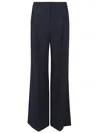 Via Masini 80 Navy Blue Wide-leg Trousers In Blue
