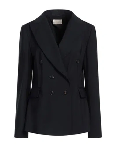 Via Masini 80 Woman Blazer Midnight Blue Size 10 Virgin Wool, Elastane In Black