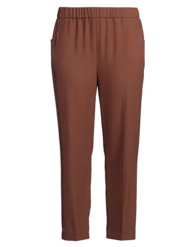 Via Masini 80 Woman Pants Brown Size 12 Polyester, Elastane