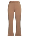Via Masini 80 Woman Pants Camel Size 12 Polyester, Virgin Wool, Elastane In Brown