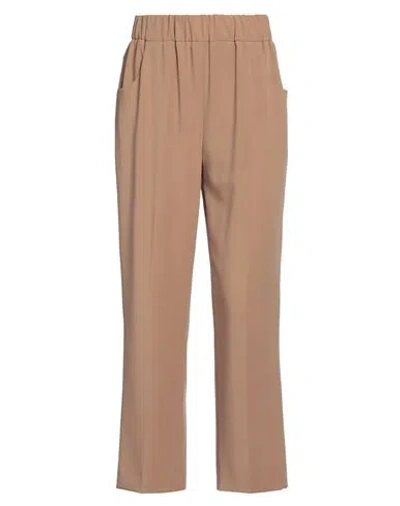 Via Masini 80 Woman Pants Camel Size 2 Polyester, Polyurethane In Beige