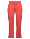 Via Masini 80 Woman Pants Coral Size 8 Linen, Cotton, Elastane In Red
