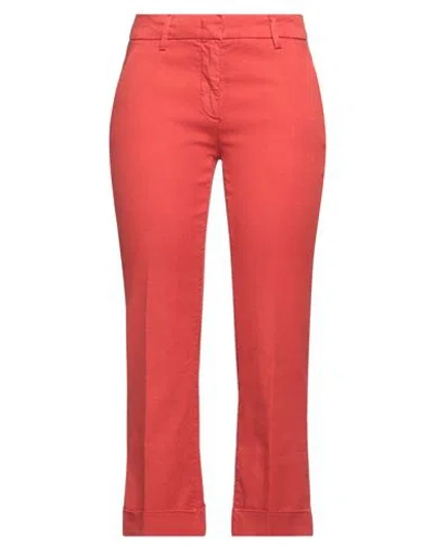 Via Masini 80 Woman Pants Coral Size 8 Linen, Cotton, Elastane In Red