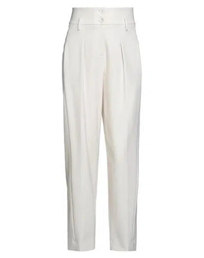 Via Masini 80 Woman Pants Ivory Size 10 Polyester, Virgin Wool, Elastane In White
