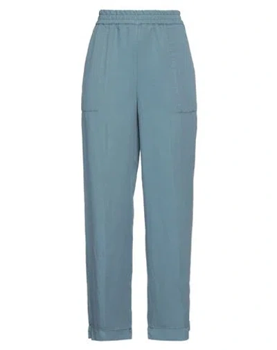 Via Masini 80 Woman Pants Light Blue Size 4 Lyocell, Linen