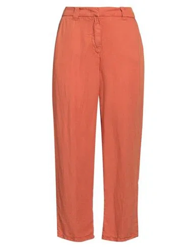 Via Masini 80 Woman Pants Orange Size 12 Lyocell, Linen